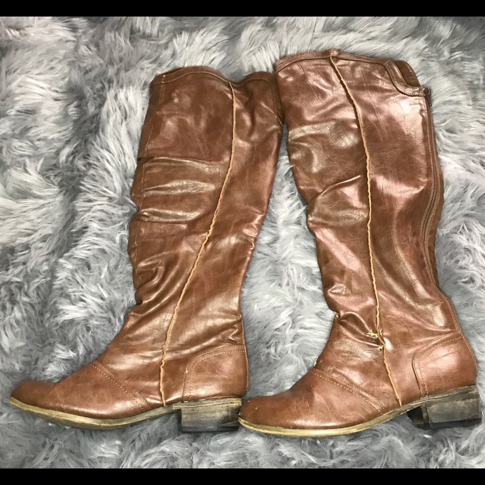 Brown over the knee boots